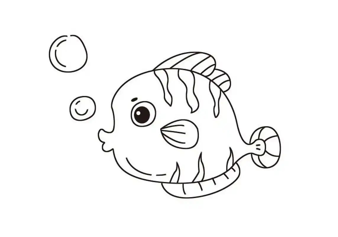 手绘儿童简笔画|小鱼吐泡泡 #每日一画画# 爱吐泡泡的小鱼#简笔画