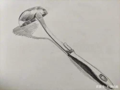 单个素描静物教程之不锈钢勺子的画法