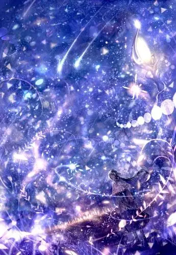 动漫 唯美 意境 插画 手绘 夜空 二次元