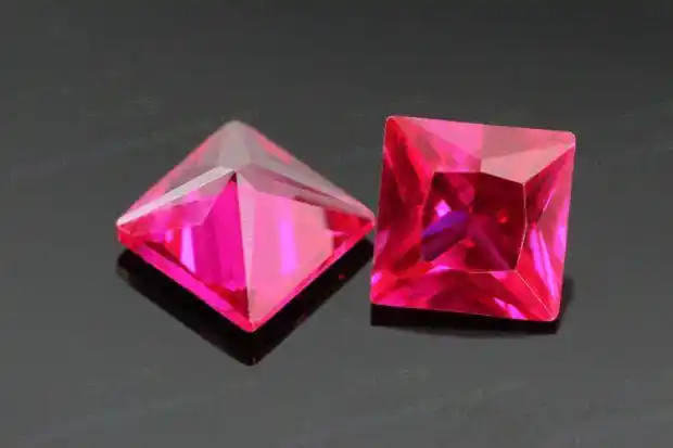 正方形直角5红刚玉戒面裸石合成红宝石ruby公主方首饰配石diy