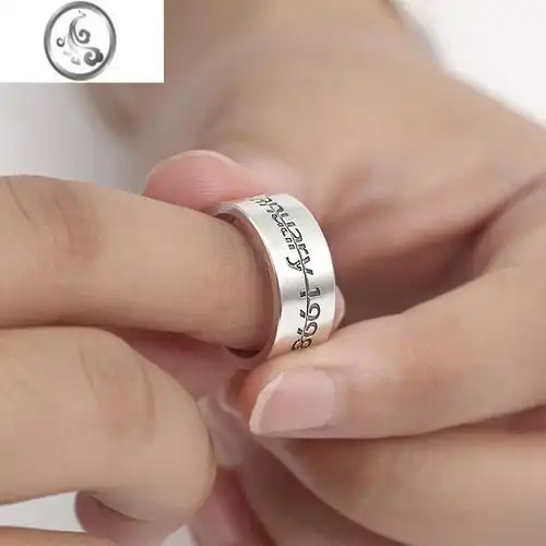 jimi定制999银银手工情侣戒指银银学生简约对戒送女友七夕刻字礼物