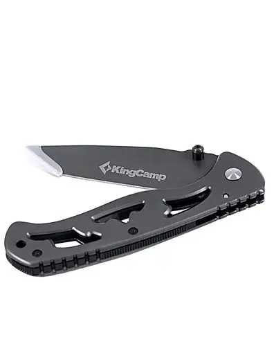 浅灰色野外生存多功能镀钛镂空折叠刀