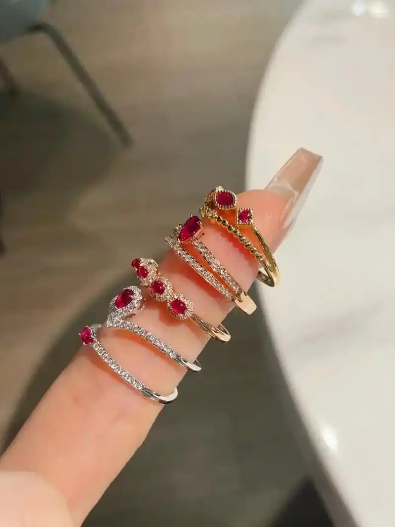 7678精品红宝石戒指合集③ 18k金镶嵌热情似 - 抖音
