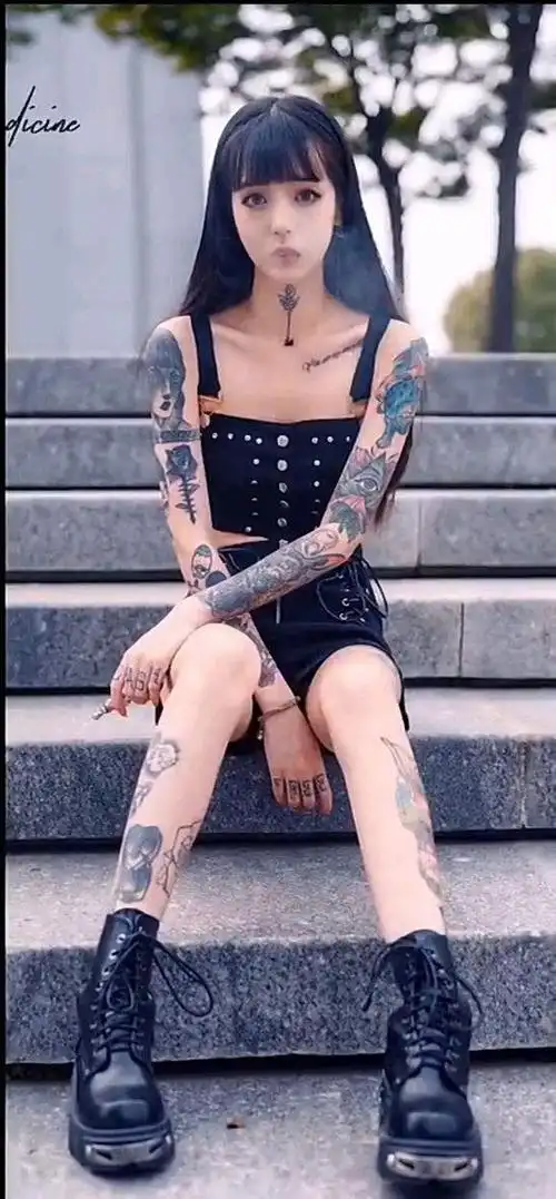 最全的花臂纹身小姐姐和服美女露肩背部纹身4k手机壁纸竖屏美女全面屏