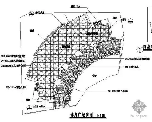 文件 50kb格式 dwg内容简介 圆形广场铺装详图包括铺装平面及结构做法
