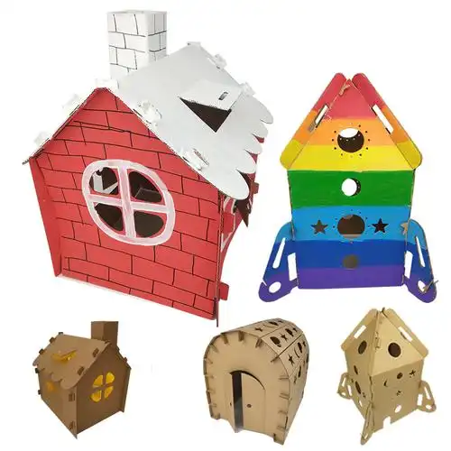 儿童手工模型圣诞小屋纸板房子制作材料硬纸箱diy玩具纸壳屋瓦楞