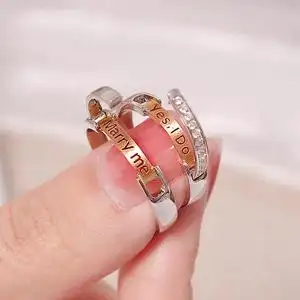 ck戒指情侣一对戒告白情书款纯银简约翻盖双色礼物可定制专柜正品