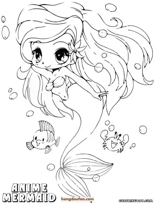 女孩子们最喜欢的美人鱼美少女卡通涂色图片-红豆饭小学生简笔画大全