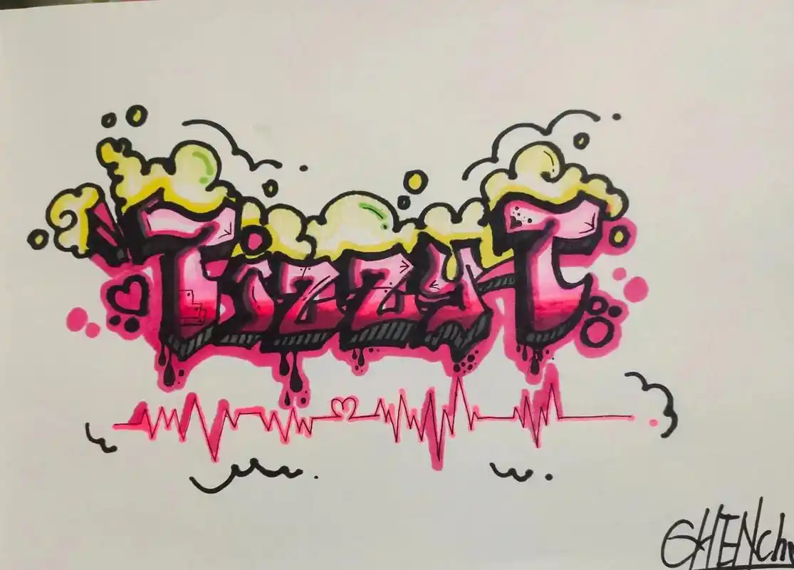 女儿的量身定制个性签名涂鸦画 - 抖音